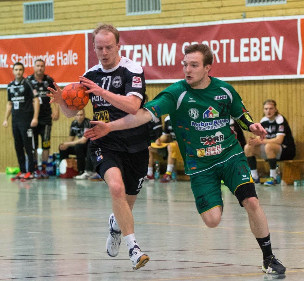 Der USV Halle (schwarz) und der HSV Bad Blankenburg (grün) sind in der kommenden Saison Gegner des HC Aschersleben.