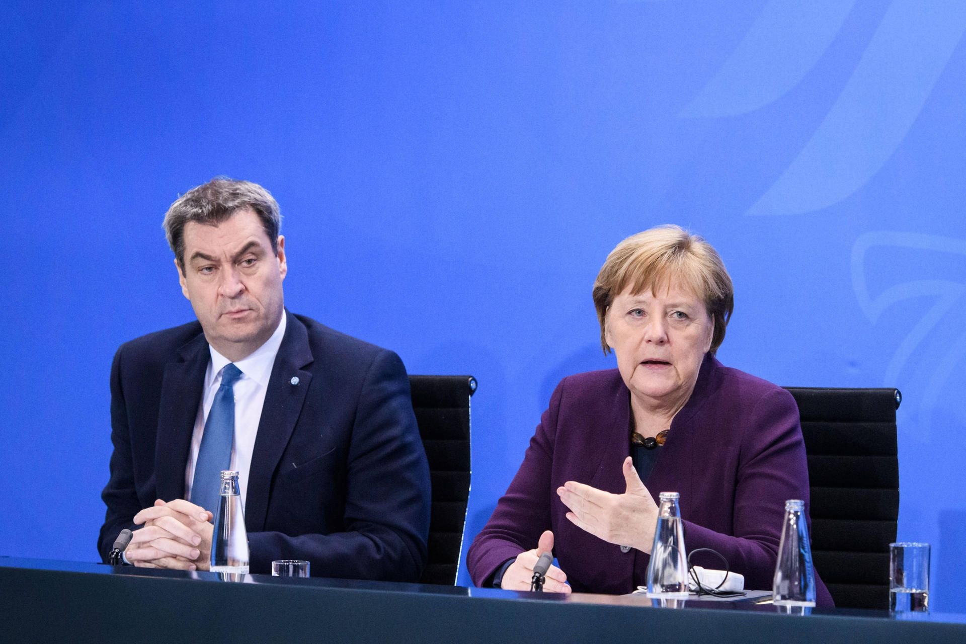Berlin, Pressekonferenz Merkel, Söder und Tschentscher Deutschland, Berlin.12.03.2020.
