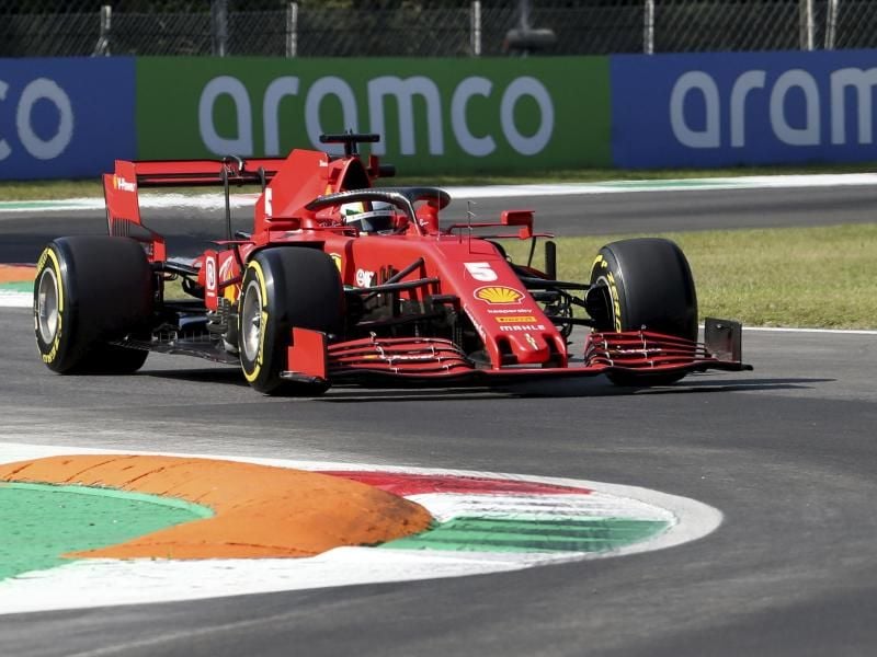Sebastian Vettel fuhr im Training in Monza nur hinterher. Foto: Matteo Bazzi/POOL EPA/AP/dpa