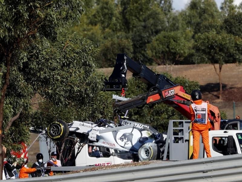 Pierre Gasly kam mit seinem AlphaTauri in Portugal von der Strecke ab. Foto: Armando Franca/AP/dpa
