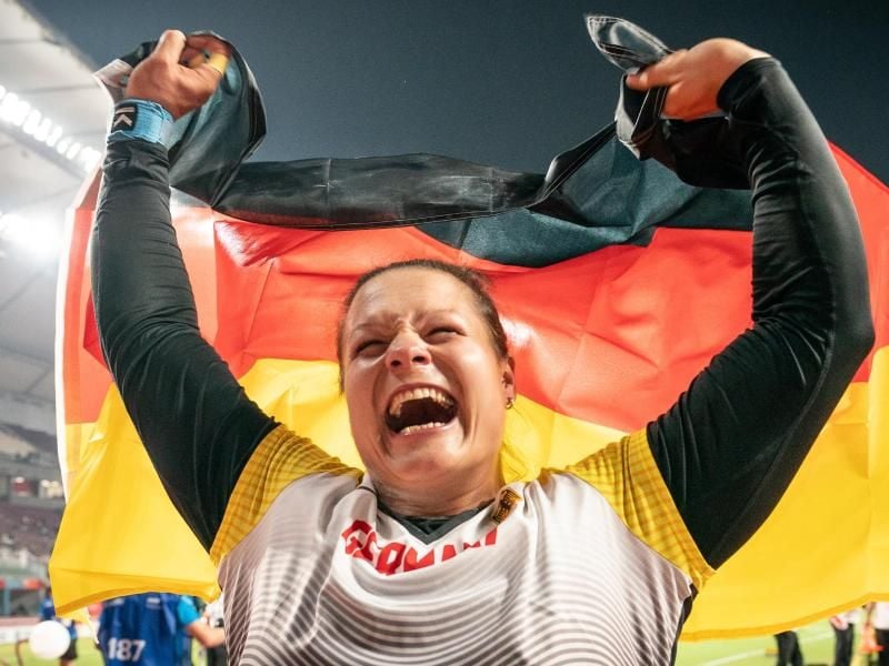 Christina Schwanitz holte Bronze bei der WM in Doha. Foto: Michael Kappeler/dpa