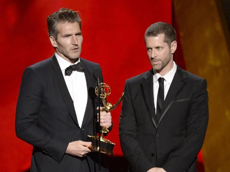 David Benioff (l) und D.B. Weiss bei den Emmy Awards 2015. Foto: Phil Mccarten