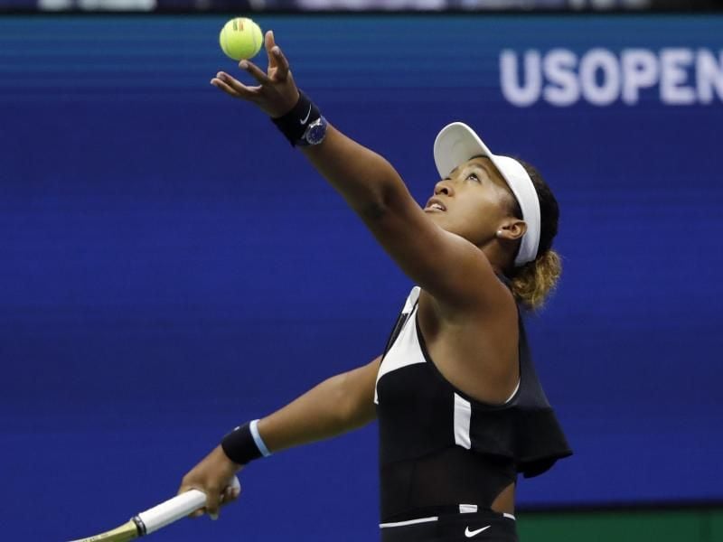 Die Japanerin Naomi Osaka unterliegt im Achtelfinale der US Open Belinda Bencic aus der Schweiz. Foto: Frank Franklin Ii/AP