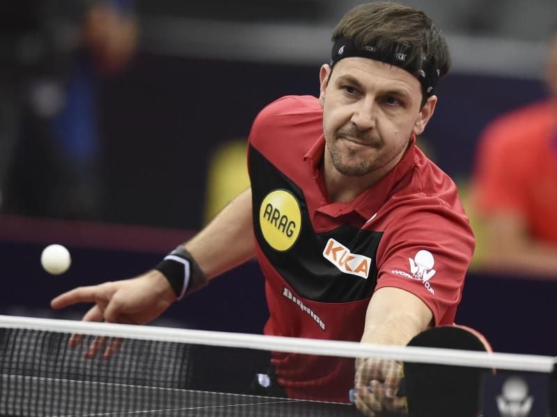 Timo Boll gewinnt mit Patrick Franziska das Doppel-Match bei der Tischtennis-WM Foto: --