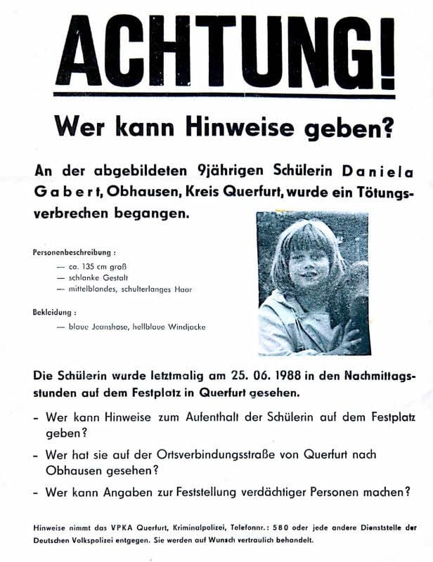 Mit diesem Aufruf versuchte die Polizei im Jahr 1988, an Hinweise aus der Bevölkerung zu kommen.