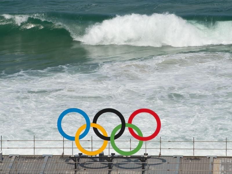 Die Arena für Beachvolleyball wurde an der Copacabana errichtet. Foto: Sebastian Kahnert