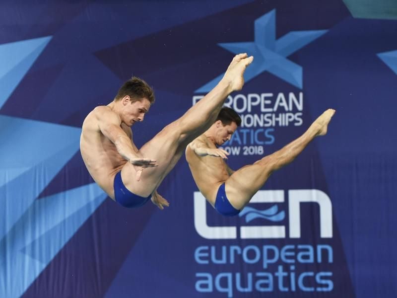Patrick Hausding und Lars Rüdiger haben die Bronzemedaille im Synchronspringen vom Drei-Meter-Brett gewonnen. Foto: Ian Rutherford/PA Wire