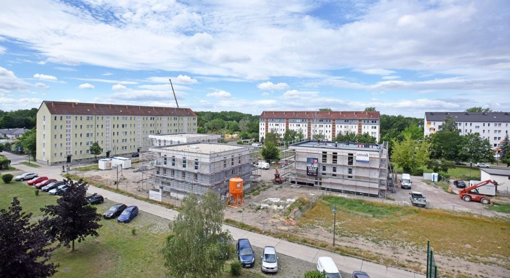 Im Ring der Chemiearbeiter in Sandersdorf entsteht der neue Wohnkomplex der Neubi.