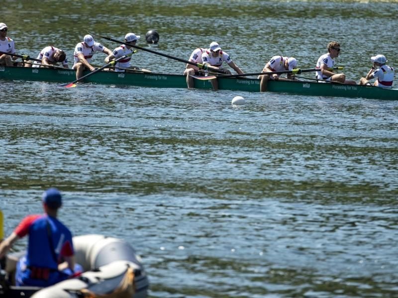 Das Paradeboot des Deutschen Ruderverbandes, der Achter, hat seinen EM-Titel erfolgreich verteidigt. Foto: Alexandra Wey/KEYSTONE