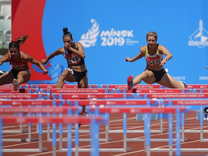 Auch der Hürdenlauf ist Teil der neuen Leichtathletik-Wettkampfform in Minsk. Foto: Sergei Grits/AP