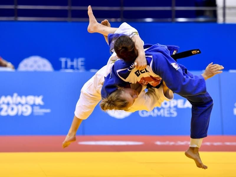 Im Judo ist das deutsche Mixed-Team bei den Europaspielen Titelverteidiger. Foto: Dirk Waem/BELGA