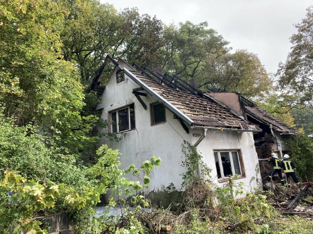 Die ehemalige Gaststätte in Kreisfeld nach dem Brand