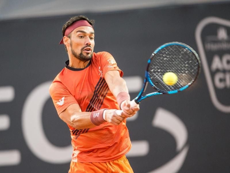Wurde positiv auf das Coronavirus getestet: Der Italiener Fabio Fognini in Aktion. Foto: Daniel Bockwoldt/dpa