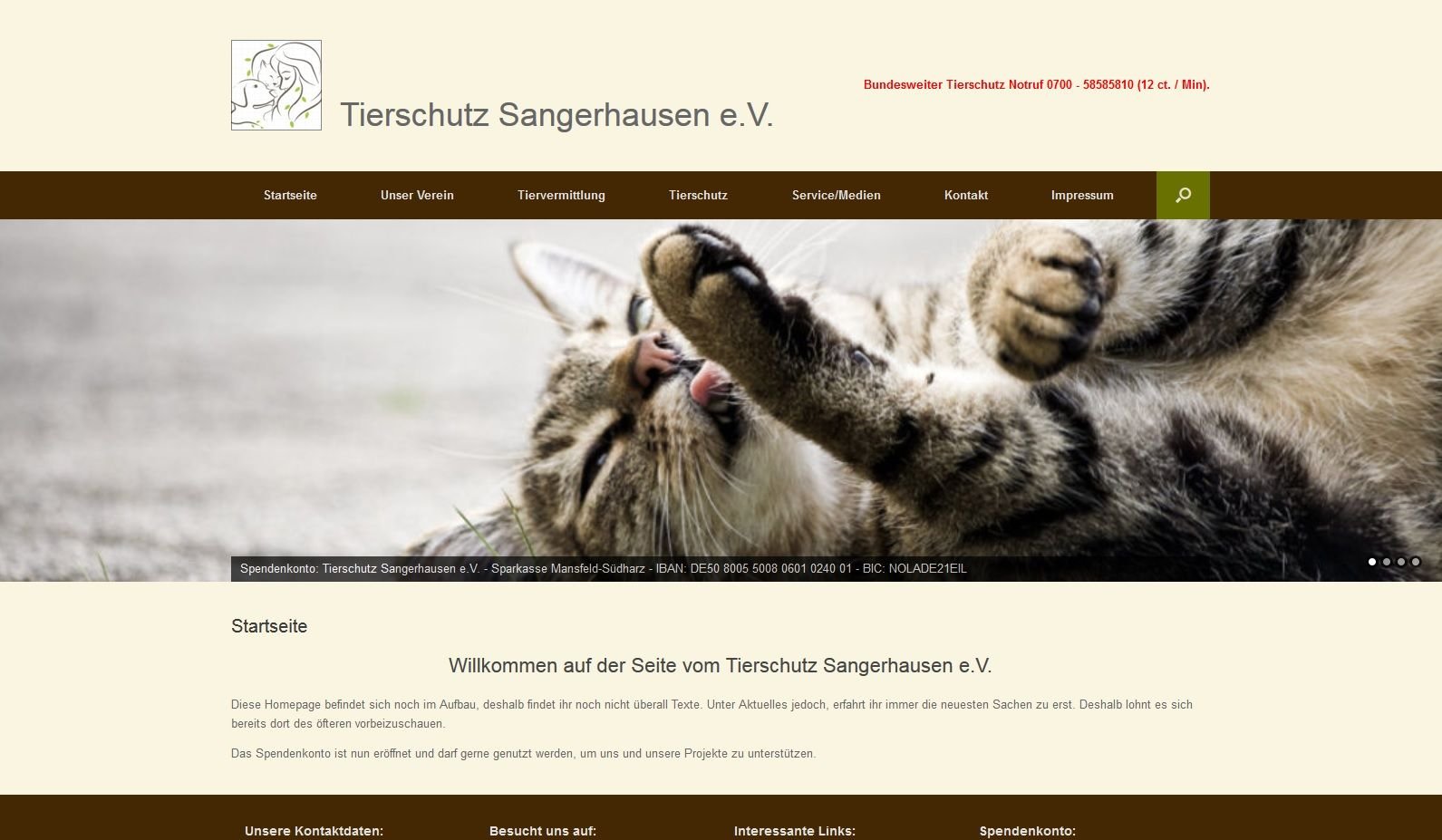 Die Homepage des Tierschutzverein Sangerhausen