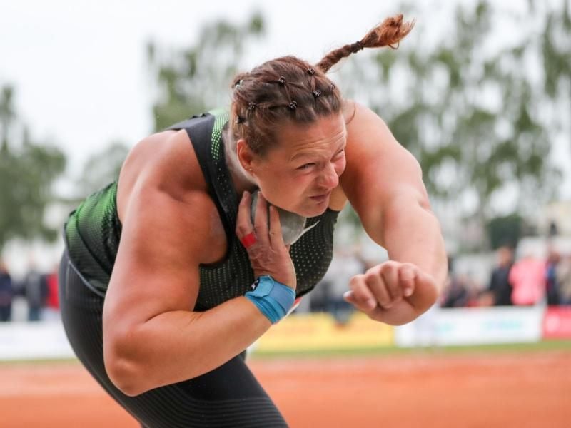 Kugelstoßerin Christina Schwanitz hat mit 19,78 Metern eine europäische Jahresbestleistung erreicht. Foto: Jan Woitas