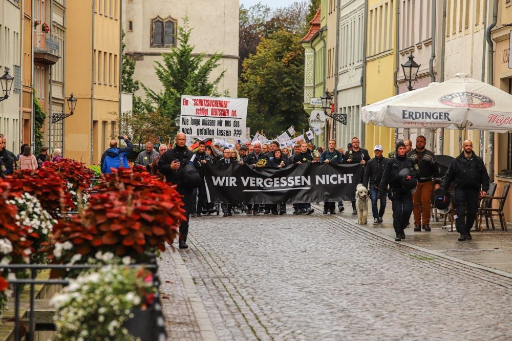 Die Teilnehmer der AfD-Demo auf dem Weg zum „Arsenal“