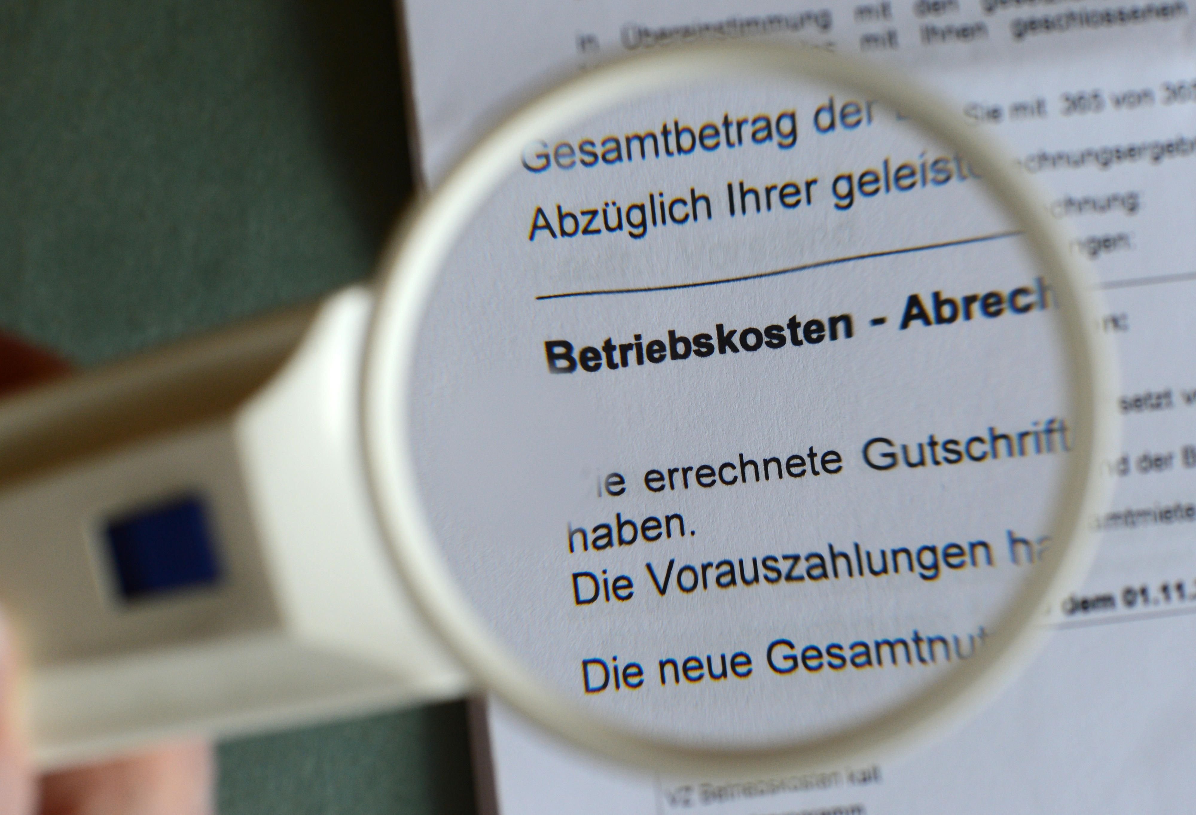 Ein Schreiben zu den Betriebskosten