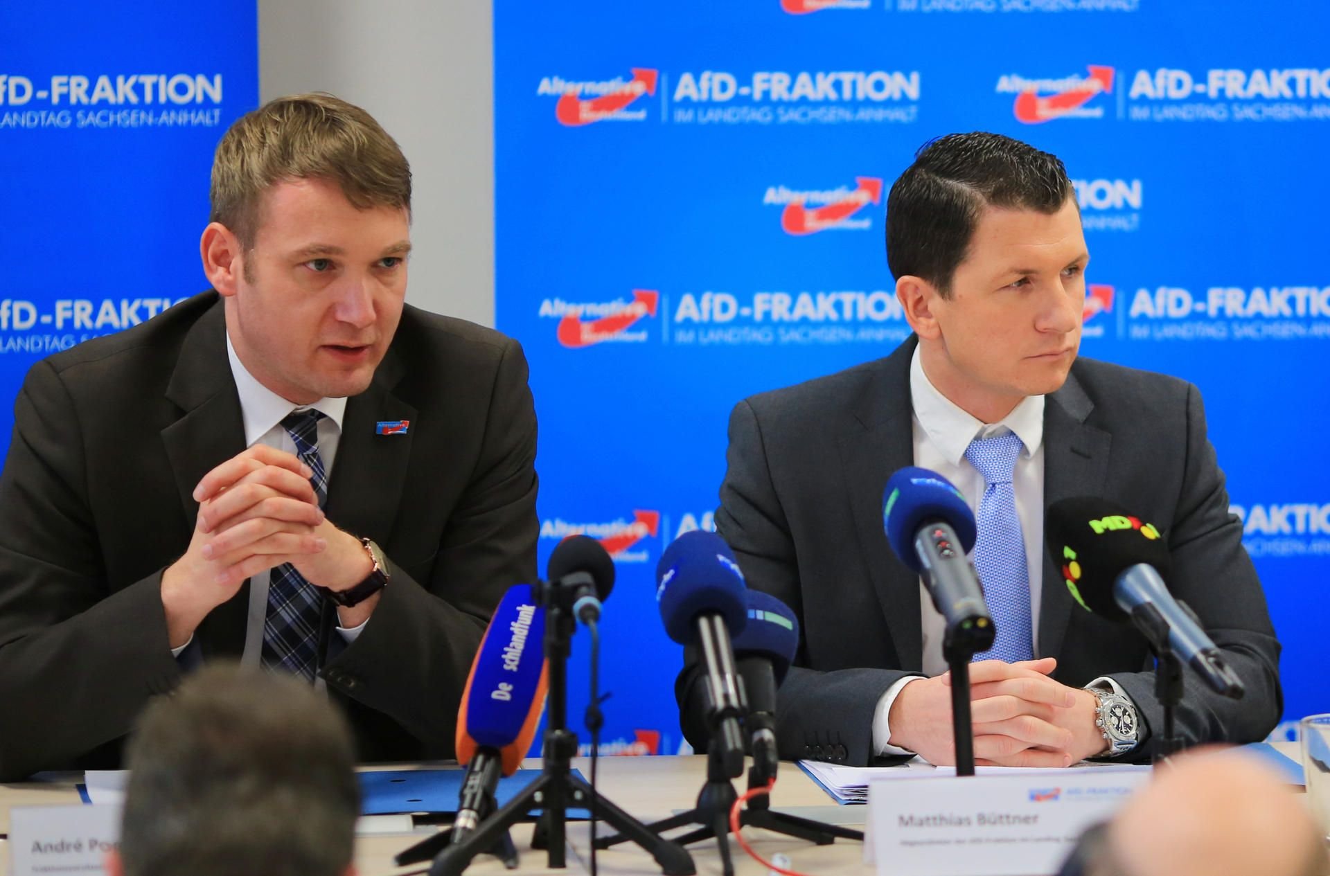 Die AfD-Politiker André Poggenburg (l.) und Matthias Büttner.