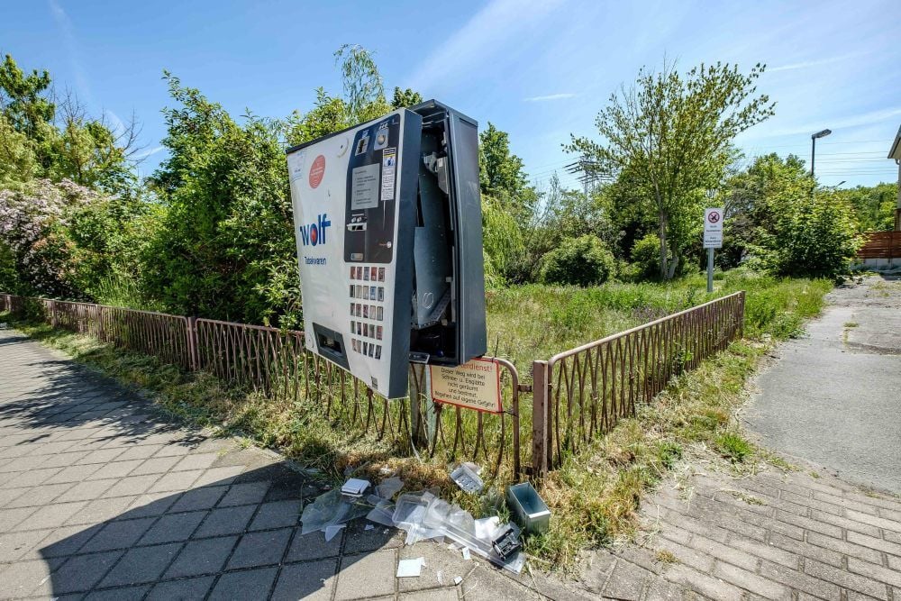 Ende Mai in Zschornewitz gesprengter Zigarettenautomat