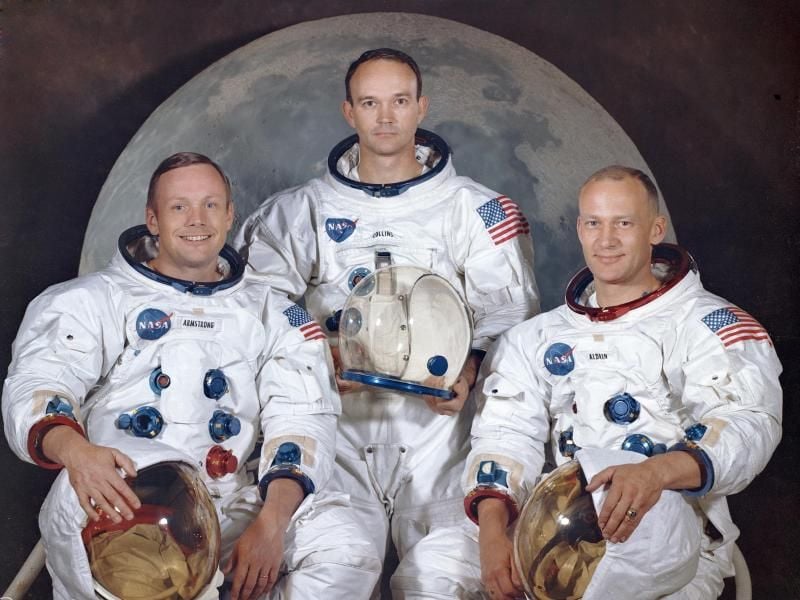 Die Besatzung der Apollo 11: Neil Armstrong (l-r), Michael Collins und Edwin E. „Buzz” Aldrin. Foto: NASA/AP/dpa