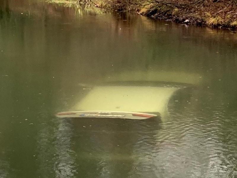 Auto im Teich