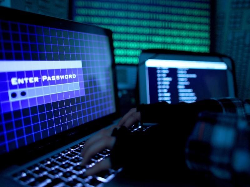 Die Wörter „Enter Password” sind auf einem Laptop zu sehen. Foto: Oliver Berg/Archiv