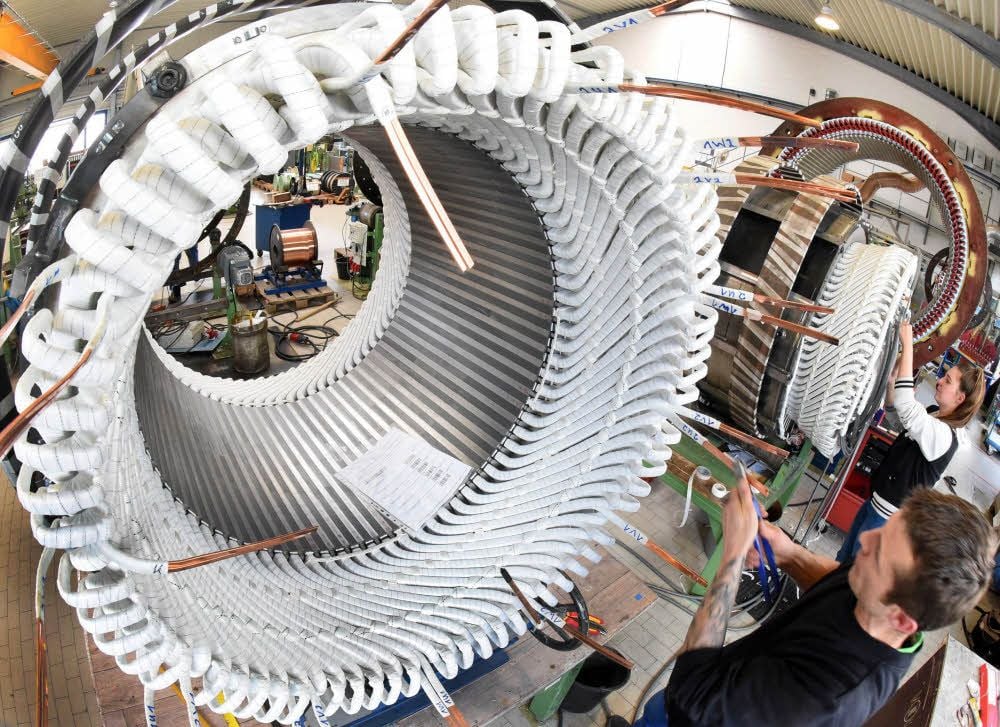 Hier werden Teile für elektrisch rotierende Maschinen gefertigt, die unter anderem in Stahl- und Walzwerken, Zuckerfabriken etc. arbeiten.