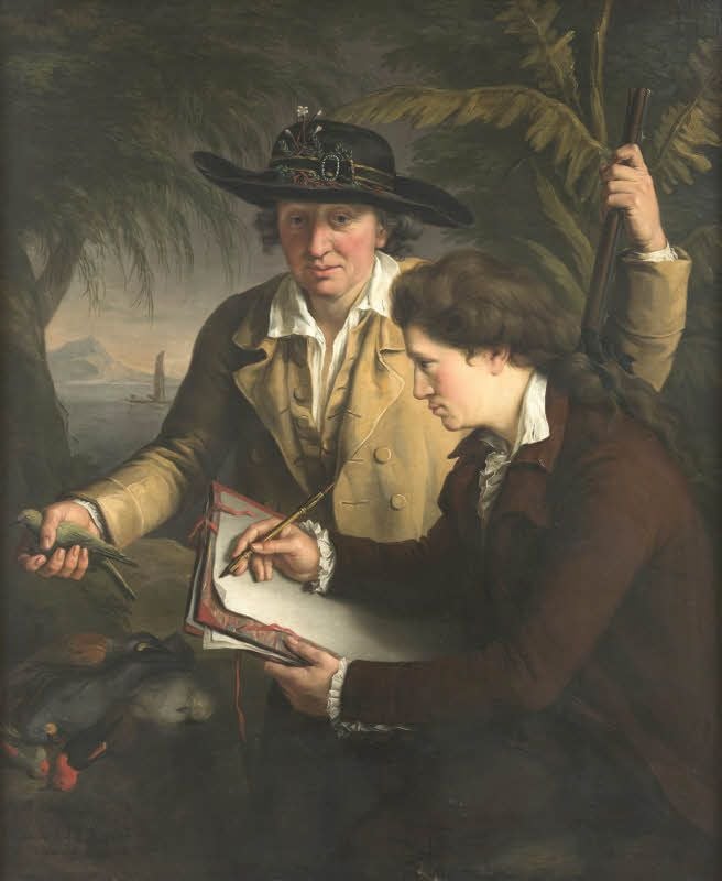 Johann Reinhold (links) und Georg Forster auf Tahiti, 1780 gemalt von J. F. Rigaud