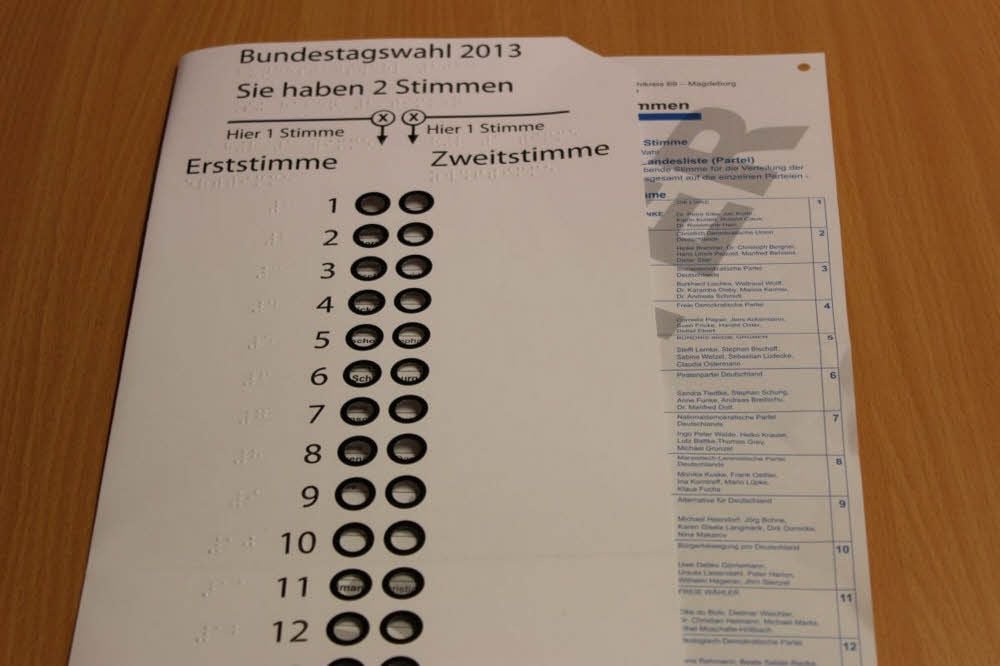 Das Beispiel einer Schablone von der Bundestagswahl 2013