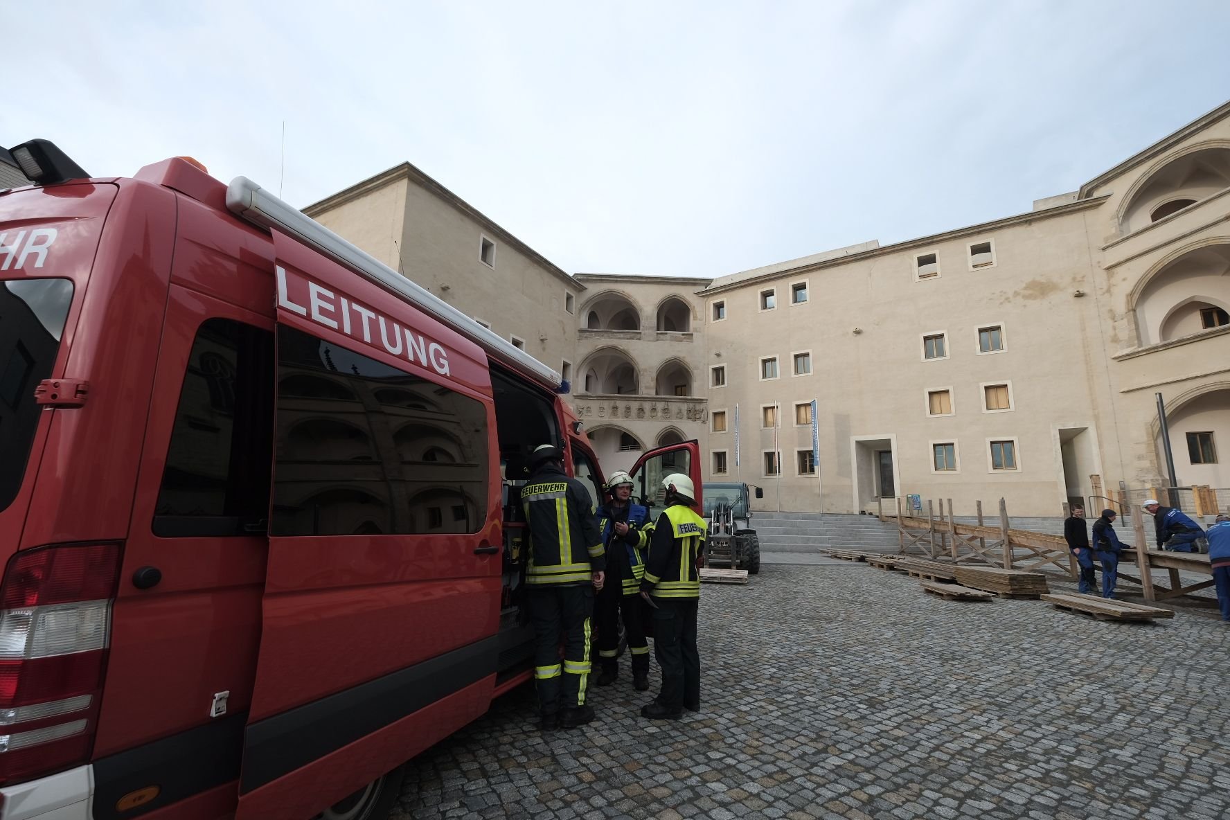 Feuerwehreinsatz am Wittenberger Schloss.