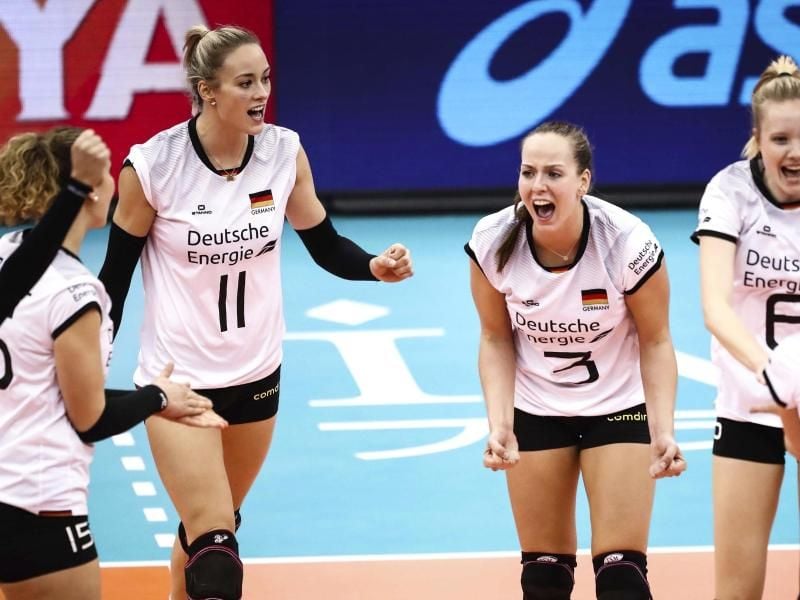 Siegreich in China: Deutschlands Volleyballerinnen siegten gegen auch gegen Bulgarien. Foto: Uncredited/FIVB