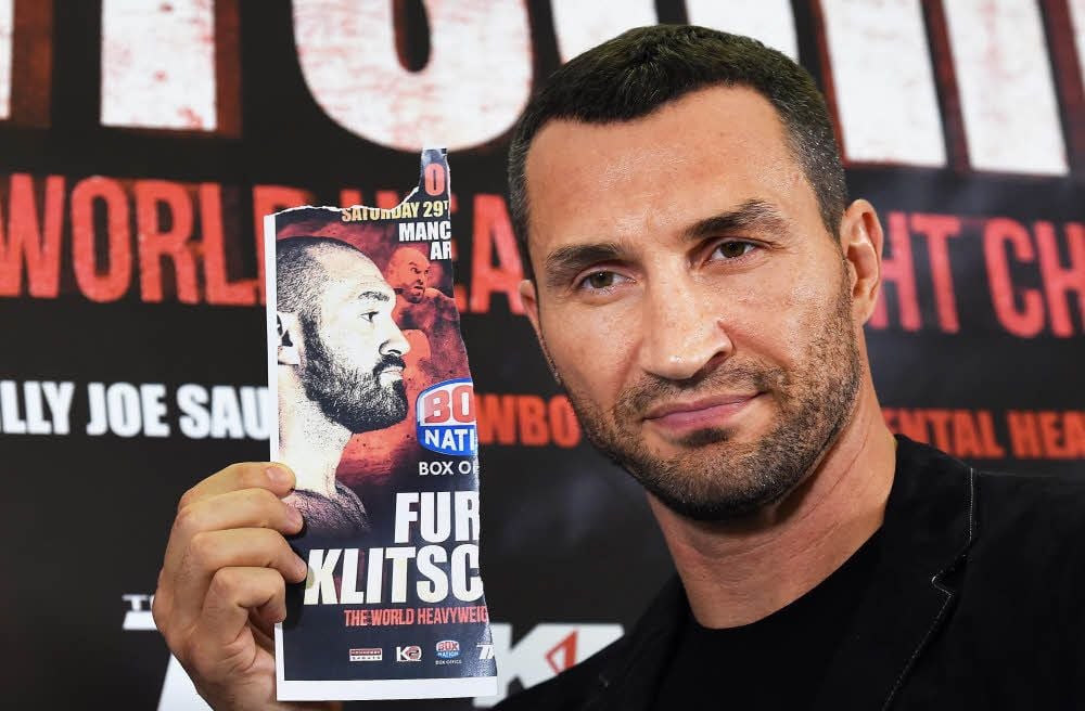 Allein auf der Pressekonferenz: Wladimir Klitschko