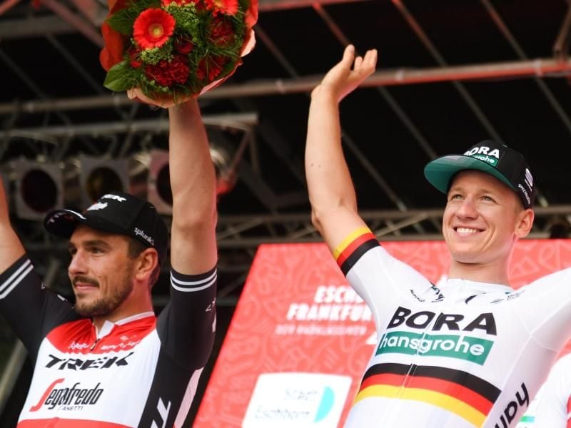 Trainieren und Regenerieren statt bei der Tour zu schwitzen: Pascal Ackermann (r) und John Degenkolb. Foto: Arne Dedert
