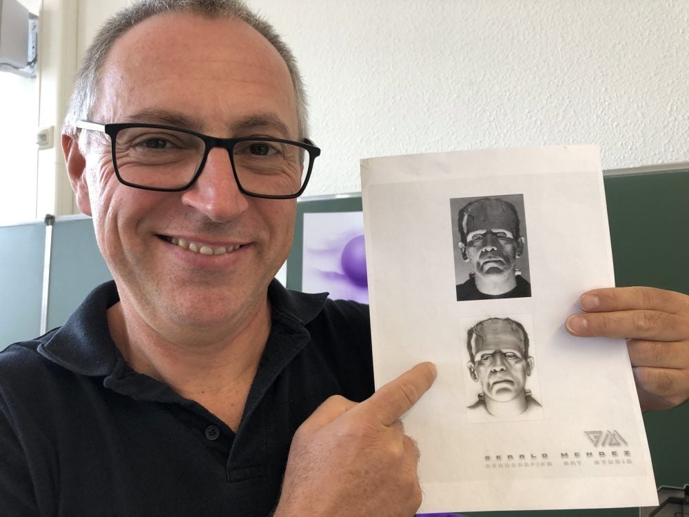 Für diesen Frankenstein brauchte Norbert Klug jeweils nur einen Tropfen Farbe.