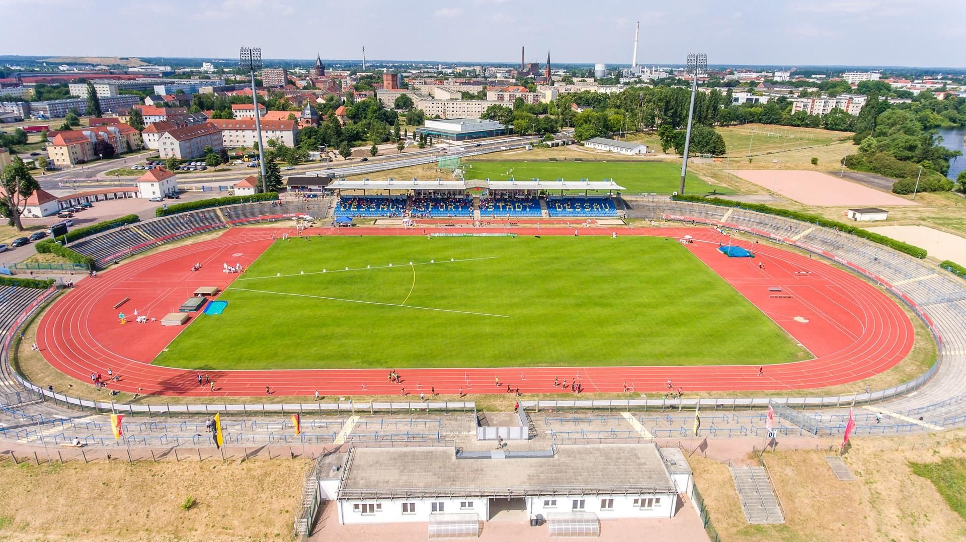 Das Paul-Greifzu-Stadion in Dessau