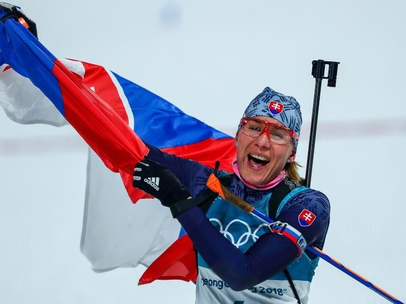 Anastasiya Kuzmina zeigte eine überragende Leistung im Massenstart und holte Gold für die Slowakei. Foto: Michael Kappeler