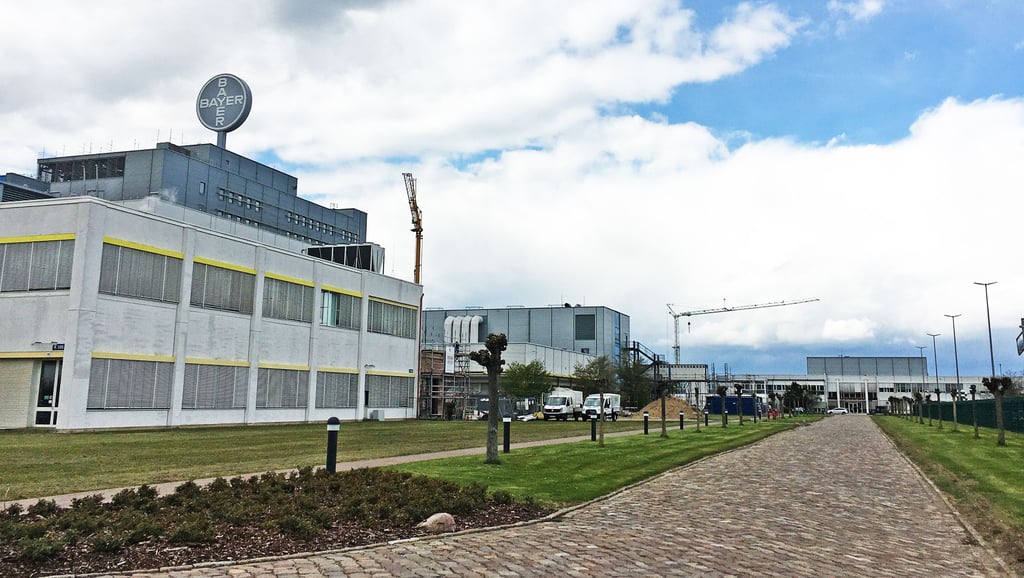 Die Baustelle im Bereich des  Tablettenbetriebs von Bayer Bitterfeld schreitet voran. 