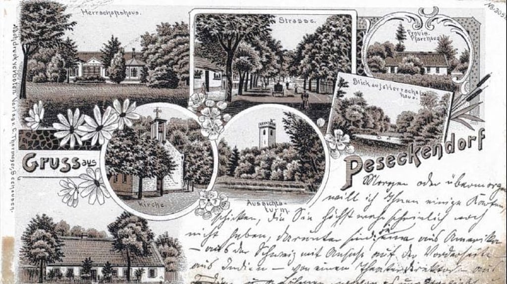 Diese Postkarte stammt aus dem Jahr 1899. Sie zeigt auch den Wasserturm und die kleine Kapelle.