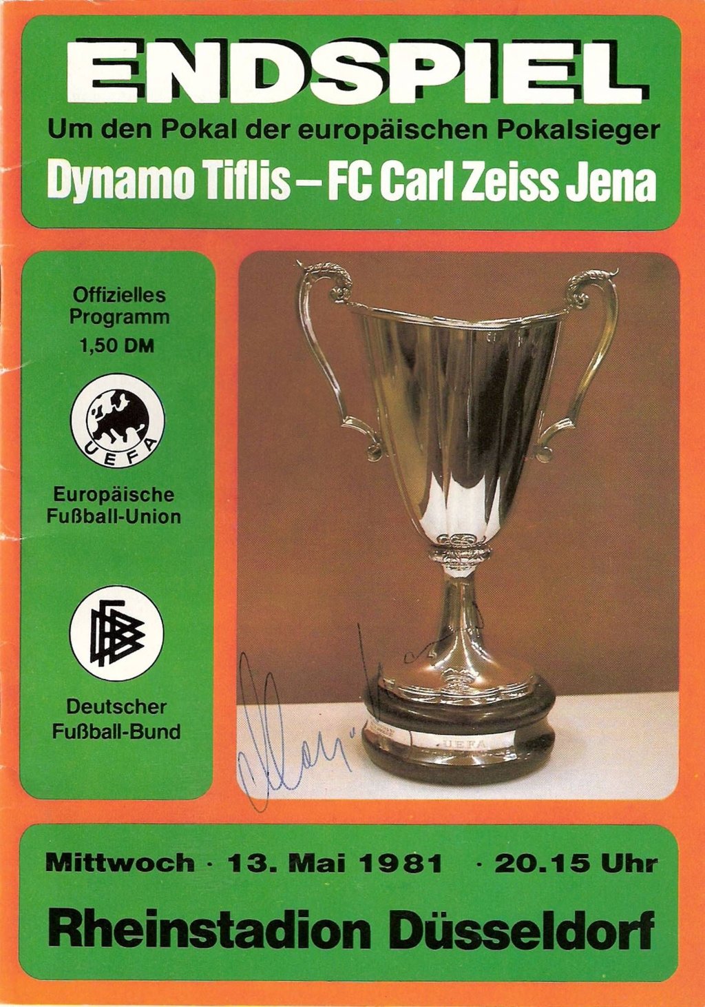 Das offizielle Programmheft von Uefa und DFB zum Europapokal-Finale der Pokalsieger 1981.