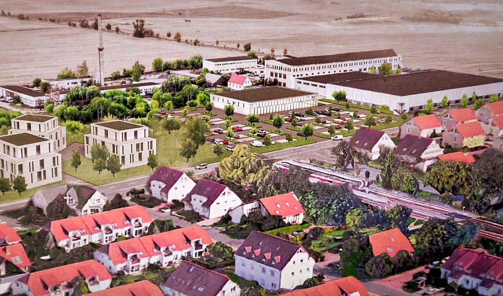 Zukunftsvision mit sanierten Hallen: Lettin könnte nach Westen erweitert werden und bis an die hergerichtete ehemalige Porzellanfabrik heranreichen.