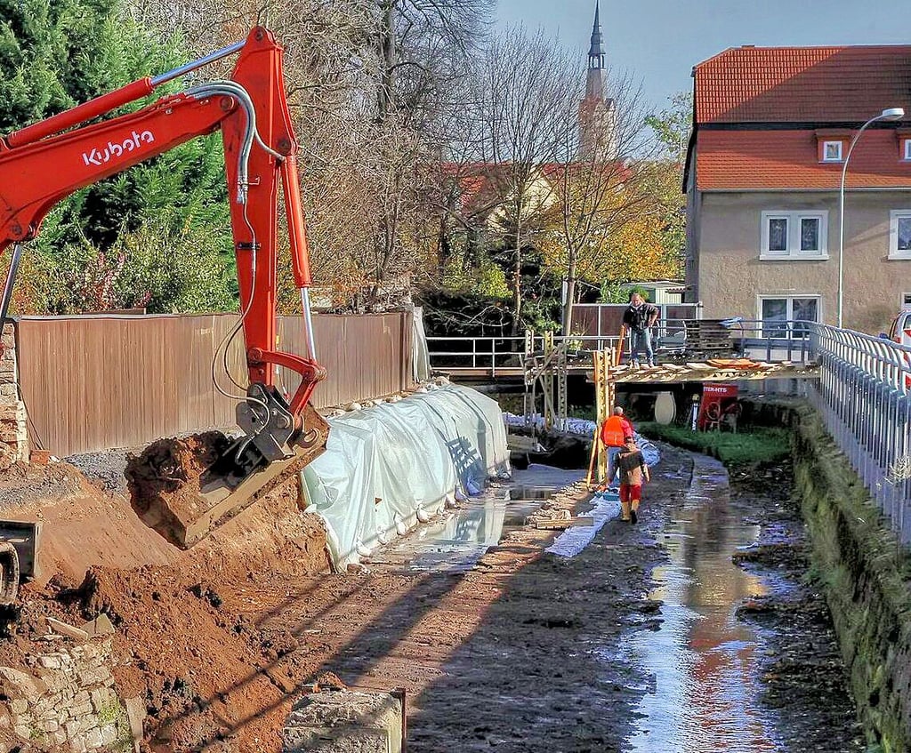 Der Bau der Stützmauer an der Gonna in Sangerhausen war eines der Großprojekte im Rahmen der Städtebauförderung. 