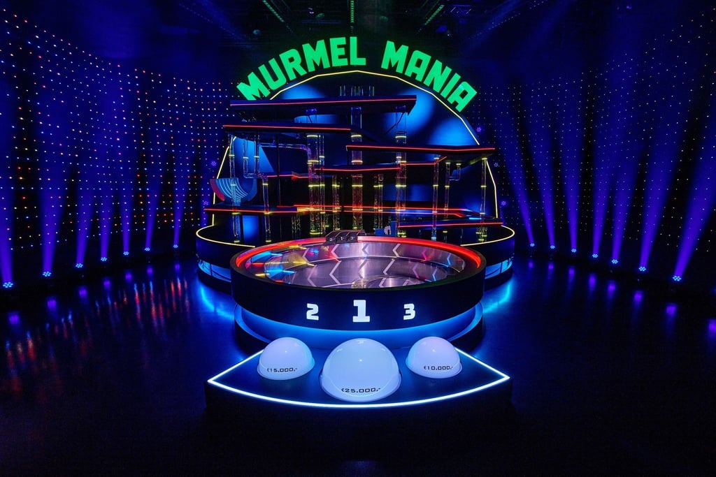 Blick auf die Show-Bühne von „Murmel Mania“.