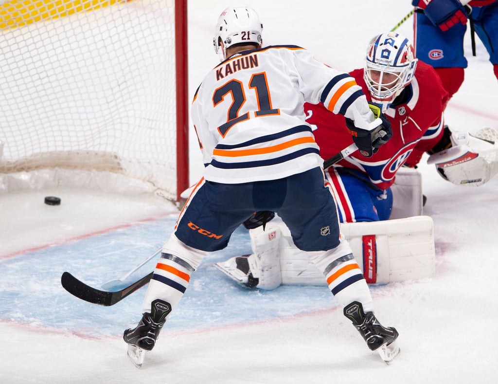 Machte den Oilers-Sieg gegen die Montréal Canadiens perfekt: Dominik Kahun (l)