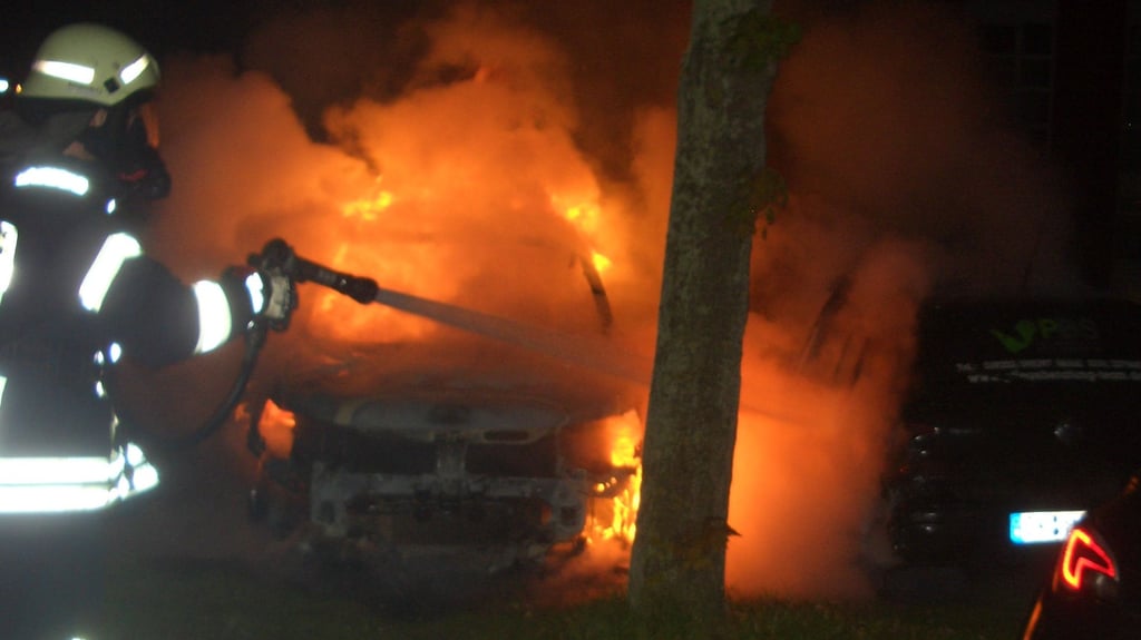 Ein Mitsubishi brannte am Freitagmorgen in Hermsdorf völlig aus.