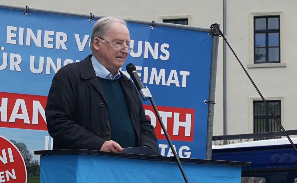 Alexander Gauland als AfD-Redner in Köthen.