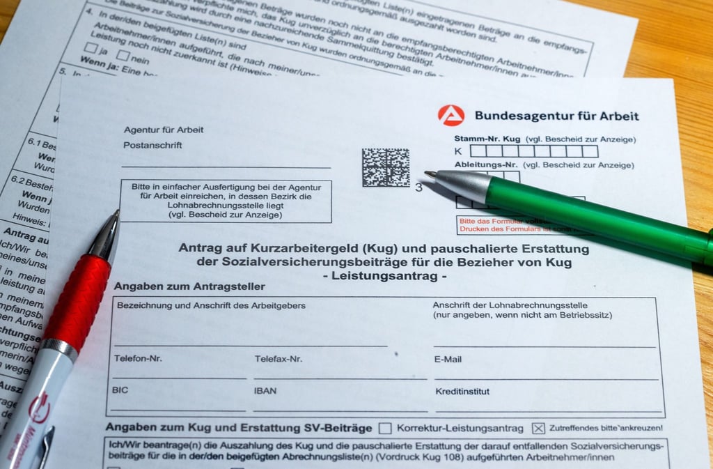 Ein Antragsformular für das Kurzarbeitergeld.