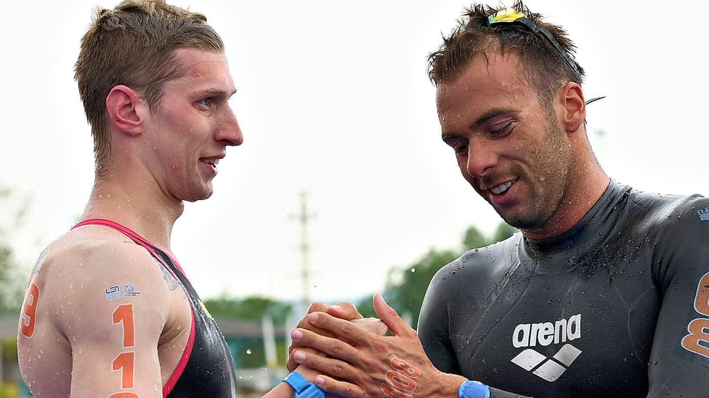 Florian Wellbrock und Gregorio Paltrinieri (r.) trafen am Wochenende zum letzten Mal vor den Olympischen Spielen aufeinander. Der Italiener entschied die Tokio-Generalprobe für sich.