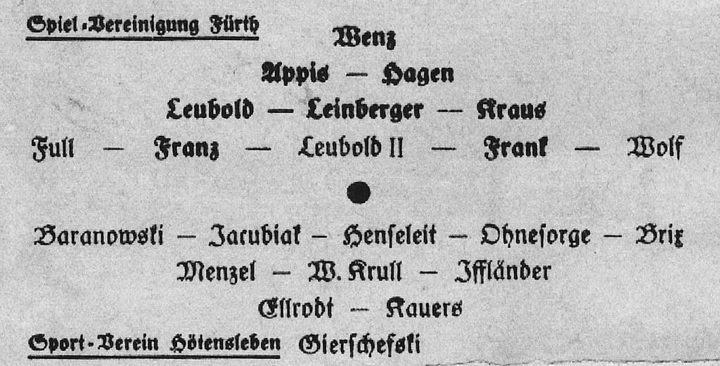 Mit Fürth kamen 1932 sechs Nationalspieler nach Hötensleben.