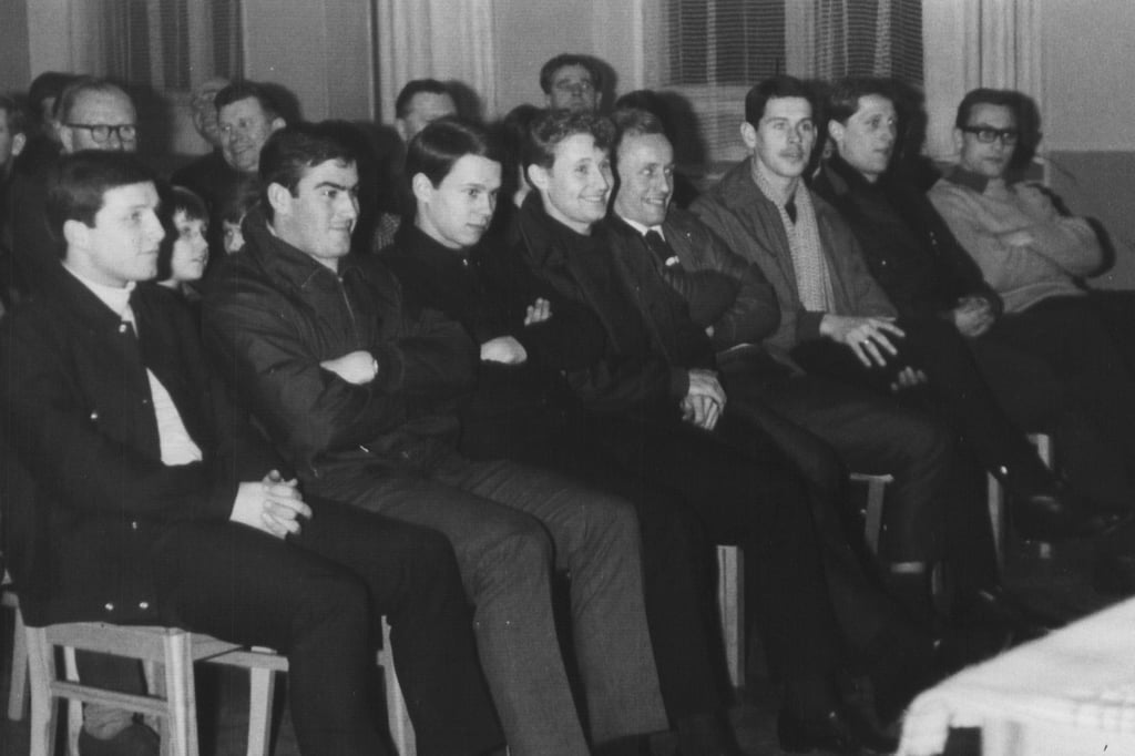 1967 waren Manfred Zapf (Erster von links), Jürgen Sparwasser, Günter Kubisch und Günter Hirschmann (ab drittem von links) zu Gast.
