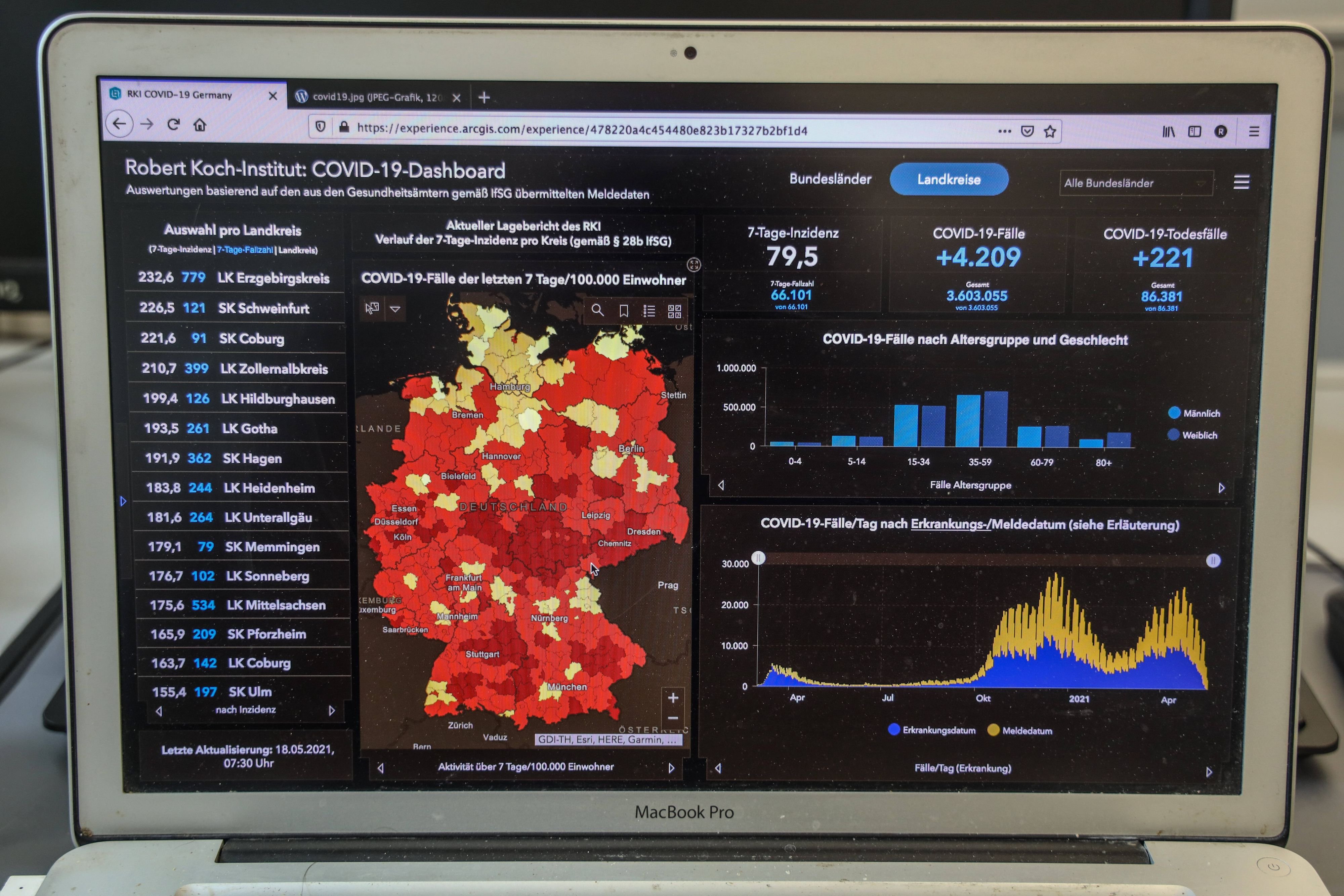 Blick auf die täfglichen Zahlen des RKI - in weiten Teilen Deutschlands entspannt sich die Lage immer weiter.